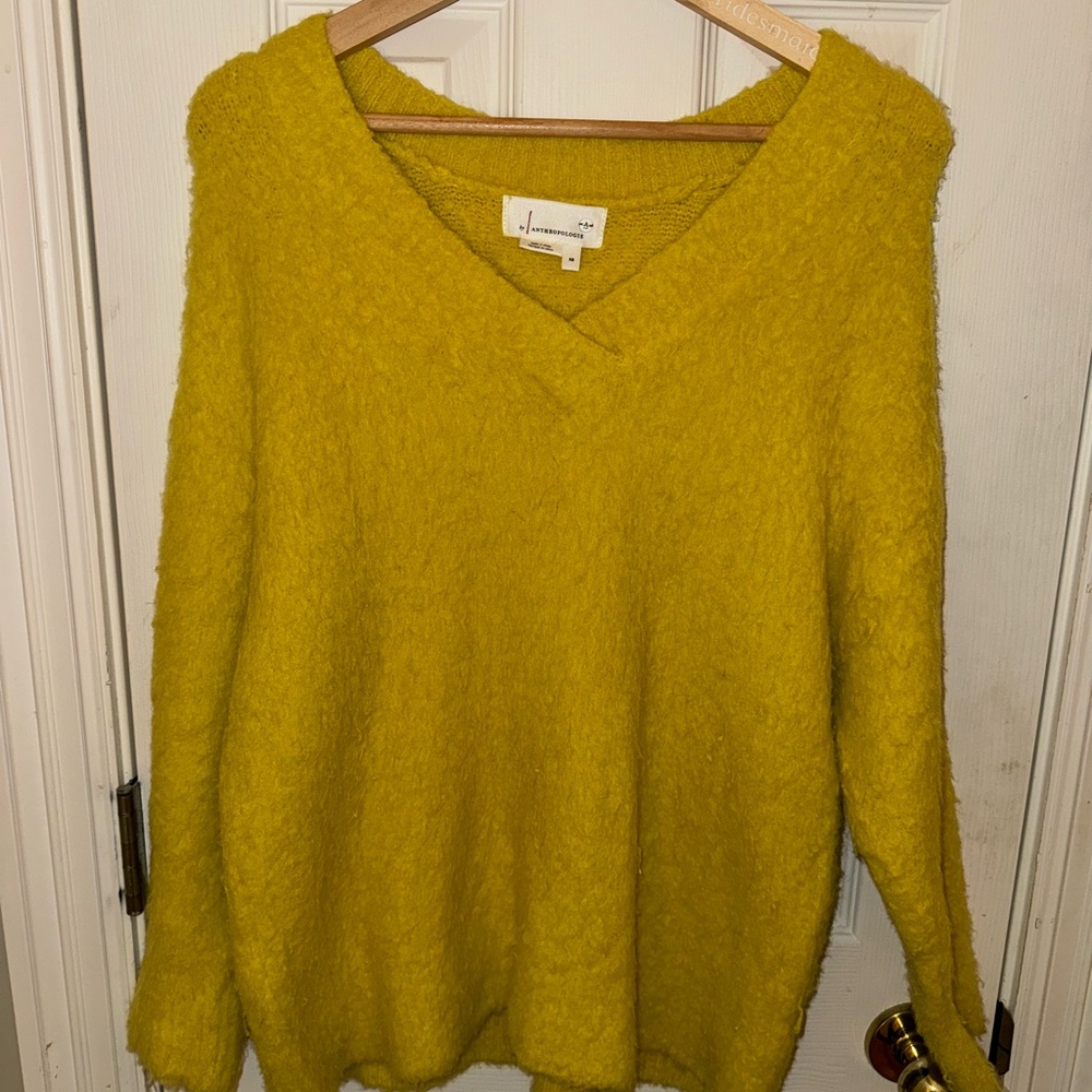 Anthropologie Mustard V-Neck Sweater